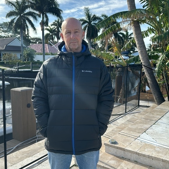 Columbia 🎉HP🎉🎆Sale🎆black and blue hooded insulated jacket - Picture 1 of 12